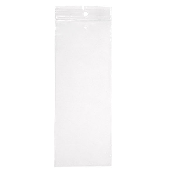 Sachet zip à transparence cristalline avec trou de suspension européen + trou d'aération 7,6x20,3cm (100 pièces) [ZR38V]
