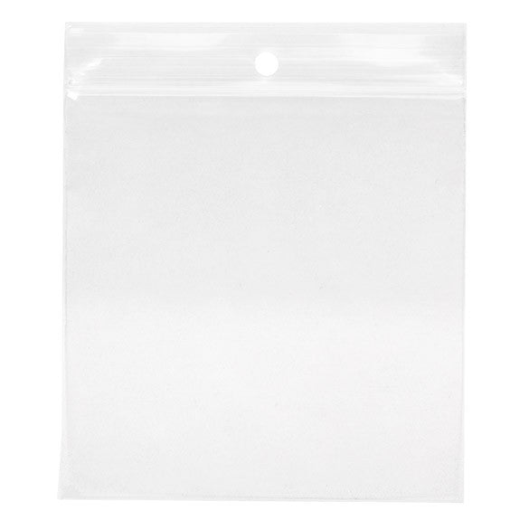 Sachet zip à transparence cristalline avec trou de suspension 10,2x10,2cm (100 pièces) [ZR44]