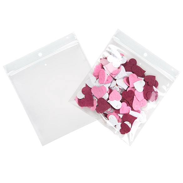 Sachet zip à transparence cristalline avec trou de suspension européen + trou d'aération12,5x12,5 cm (100 pièces) [ZR55V]