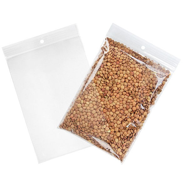 Sachet zip à transparence cristalline avec trou de suspension 12,7x17,8cm (100 pièces) [ZR57]