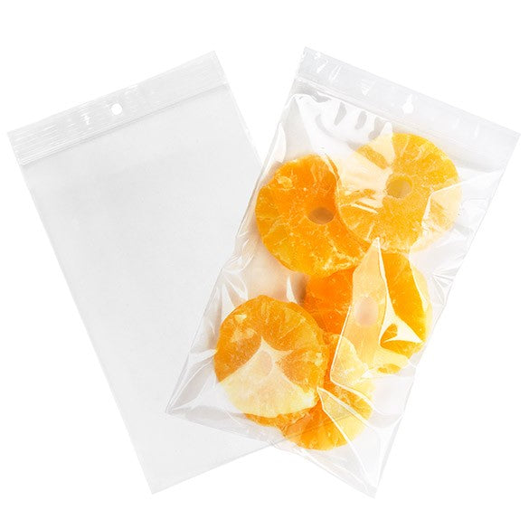 Sachet zip à transparence cristalline avec trou de suspension 12,7x20,3cm (100 pièces) [ZR58]