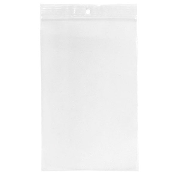 Sachet zip à transparence cristalline avec trou de suspension 12,7x20,3cm (100 pièces) [ZR58]