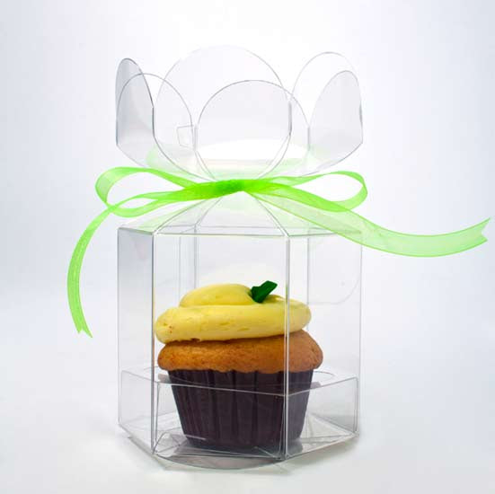 Boites à Cupcake avec le haut en forme de fleur pour un cupcake 9.5x9.5x10.2cm (100 pièces) [CBS212]