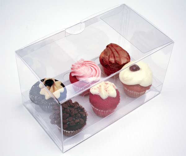 Plastic Gift Boxes for 6 mini Cupcakes or muffins 17.8x10.2x7.6cm (100 pieces) [CBS179]