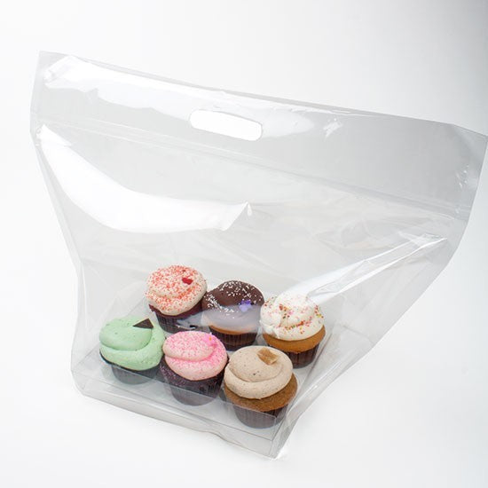 Draagtassen voor 6 Cupcakes 45,6x22,9x30,8cm met Gripsluiting (100 stuks) [CZHB1]