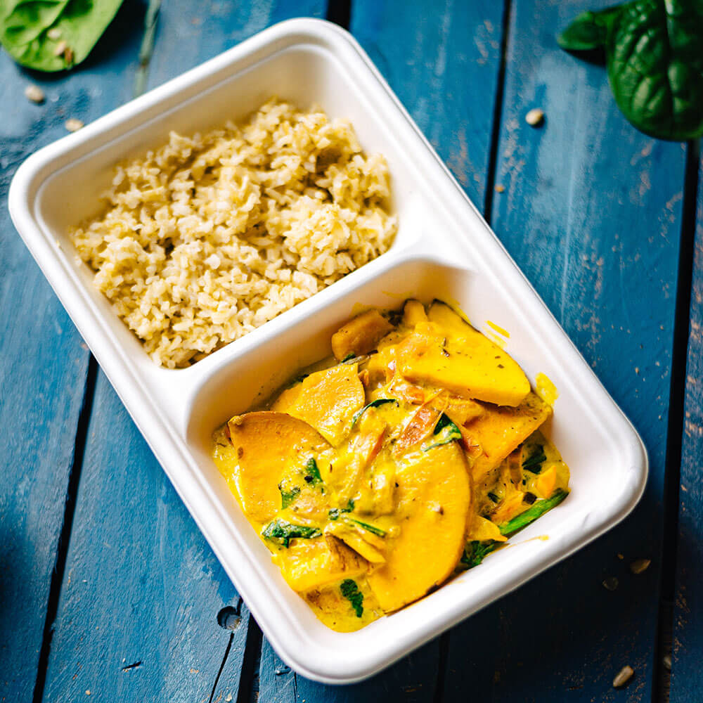 Barquette en canne à sucre, 2 compartiments, 1000 ml, 23x14.5x5 cm (500 pièces) [GB-DFC01296]