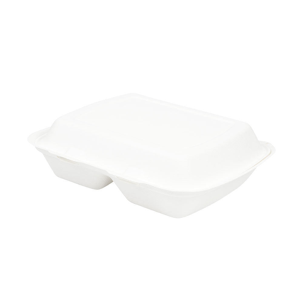 Plateau à menu avec couvercle Canne à sucre à 2 branches 25x20x7,5 cm (200 pièces) [GB-DFC01347]