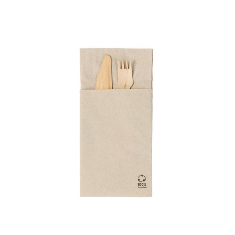 Bestekservetten Papier Bruin 10 x 19,5 cm, 2 laag (1.000 stuks) [GB-DSE02803]