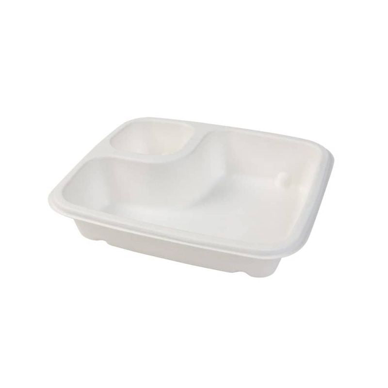 Sugar cane snack & dip bowl 2 compartments, 16.5x19 cm (500 pieces)