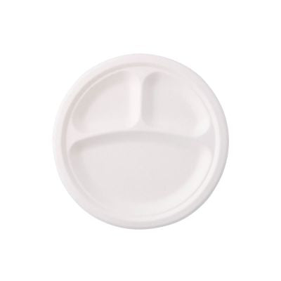 Menubord Suikerriet Ø 22 cm, 3 vakken, rond (500 stuks) [GB-DTW01465]