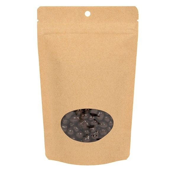 Doypack Compostable Kraft avec fenêtre ovale 13x7,9x20,6cm | 113g (100 pièces) [ZBGEO3K]