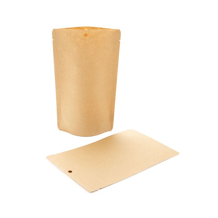 Doypack Compostable Kraft 13x7,9x20,6cm sans fermeture Zip | 113 grammes (100 pièces) [SUPEK3]
