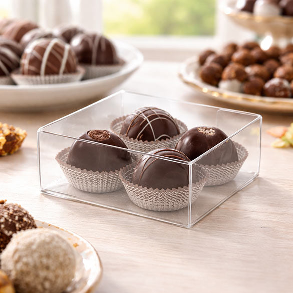 Plastiek Doosjes voor "chocolade" Truffels 10,8x4,1x10,8cm (25 stuks) [FB194]