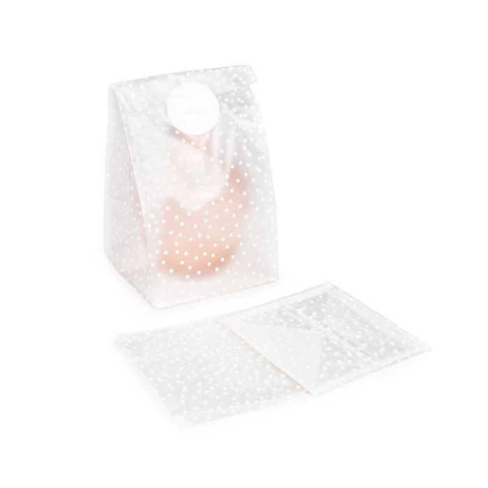 Blokbodemzakken met Polka Stippen 10,2x10,2x17,8 cm met Papieren Kaart (100 stuks) [FFGPB9D]