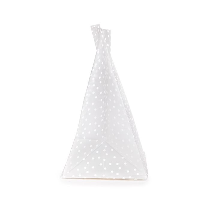 Sacs à soufflets à fond plat à pois blancs 10,2x10,2x17,8cm avec insert en papier (100 pièces) [FFGPB9D]