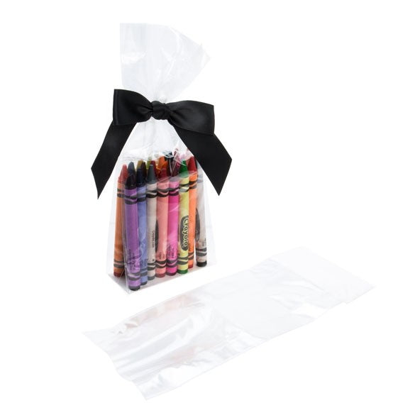 Block Bottom Bags Clear 7.6x3.2x21cm with paper insert