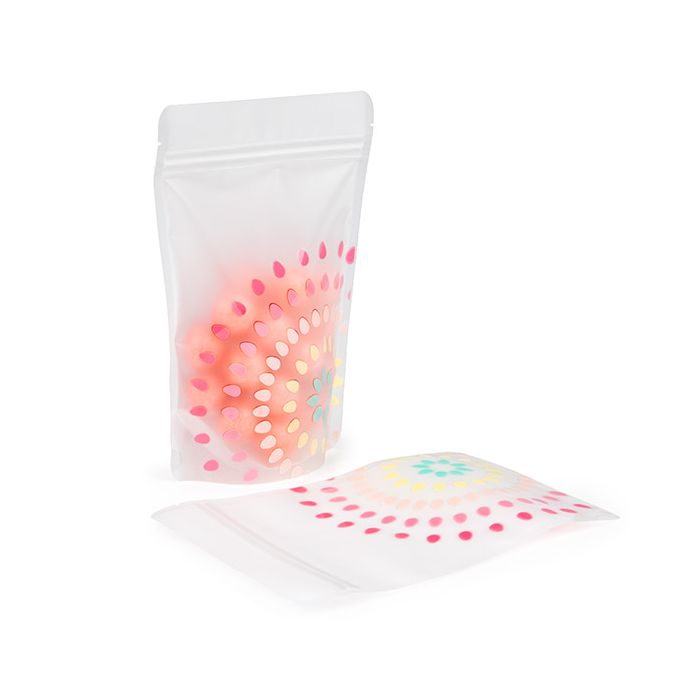 Doypack semi-transparent - motif fleur pastel 13x7.9x20.6cm (25 pièces) [ZBGSW3BL]