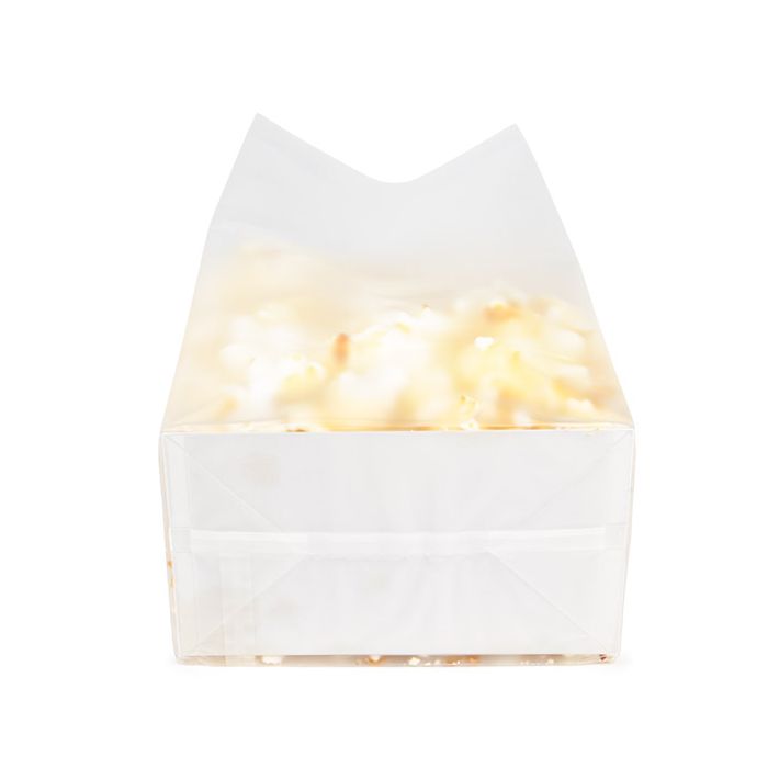 Sacs à soufflets à fond plat givrés à pois blancs 12.7x7.6x30.5cm avec insert en papier (100 pièces) [FFGPB1]