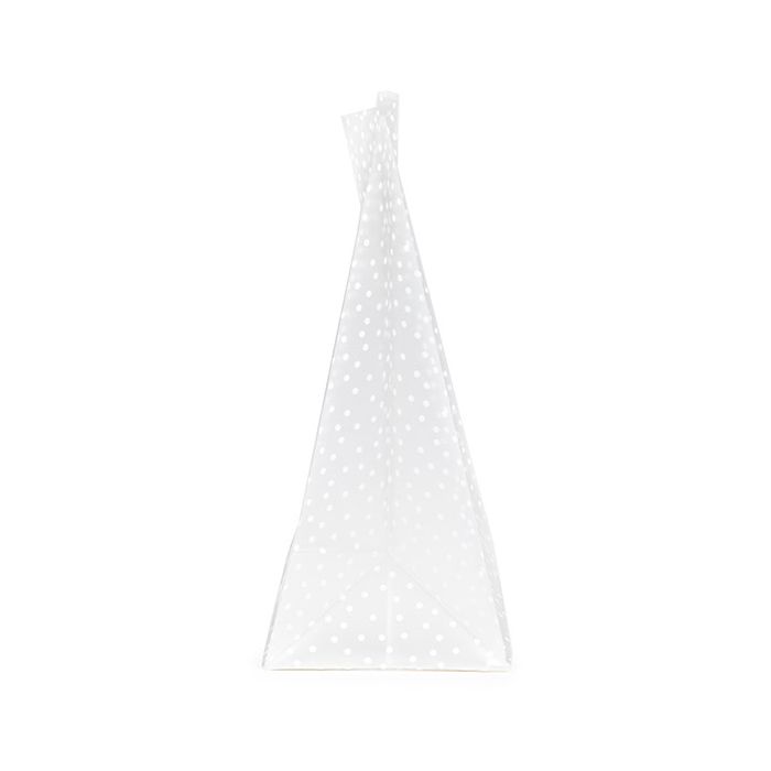 Sacs à soufflets à fond plat givrés à pois blancs 17.8x10.2x22.9cm avec insert en papier (100 pièces) [FFGPB8D]