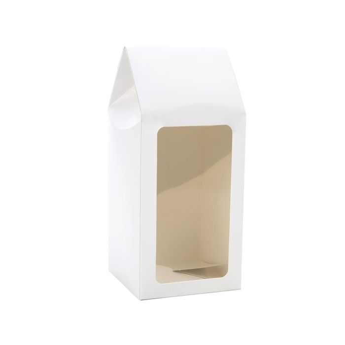 Kraft Gift Boxes with Window glossy White 9x9x21.5cm