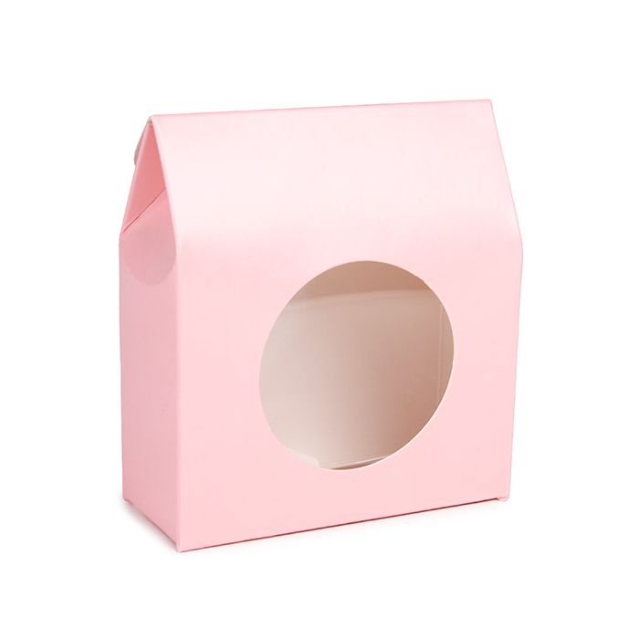 Kraftdoosjes Roze Met Rond Venster 8,9x3,8x10,2 cm (25 stuks) [FS341]