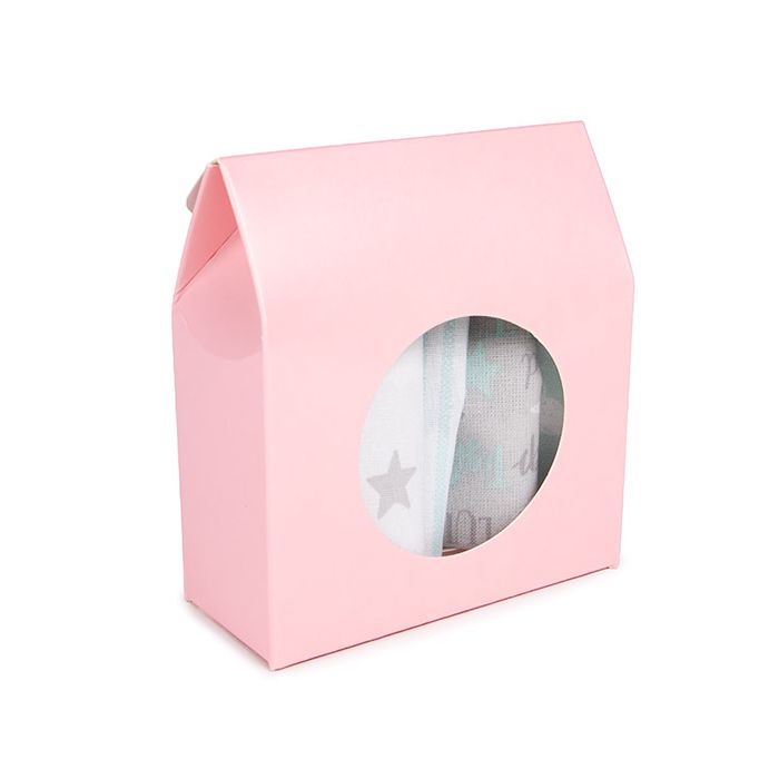 Kraftdoosjes Roze Met Rond Venster 8,9x3,8x10,2 cm (25 stuks) [FS341]