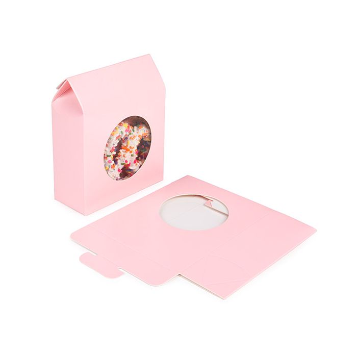 Kraftdoosjes Roze Met Rond Venster 10,5x4,4x13,3 cm (25 stuks) [FS347]