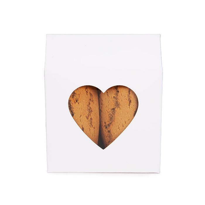 Kraft Gift Boxes White with Heart Window 10,5x4,4x13,3 cm