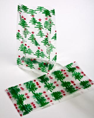 Bedrukte Zakken Kerstboompjes 10,2x6,4x24,1cm met zijvouw (100 stuks) [G4CTR]