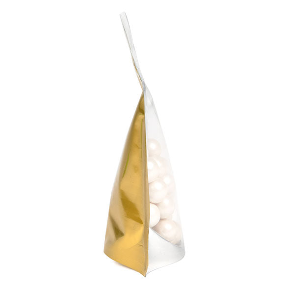 Stazakken Transparant/Goud 10x6x15cm | 57 gram (100 stuks) [ZBGG2]