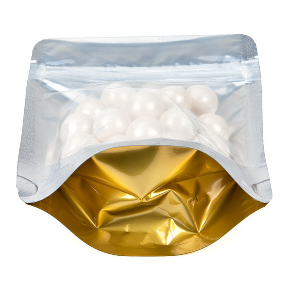 Stazakken Transparant/Goud 10x6x15cm | 57 gram (100 stuks) [ZBGG2]