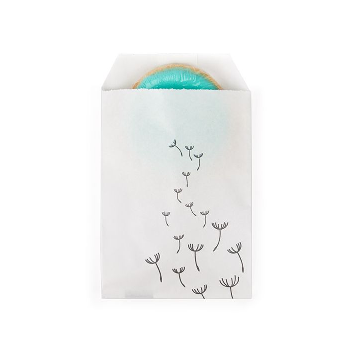 Sac Papier Blanc avec Pissenlits Noir 7,6x12,7cm (100 pièces) [GPB35D]