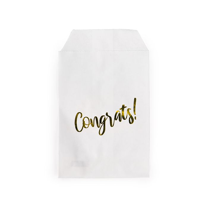Paper Bags White with Gold Congrats 7,6x12,7 cm