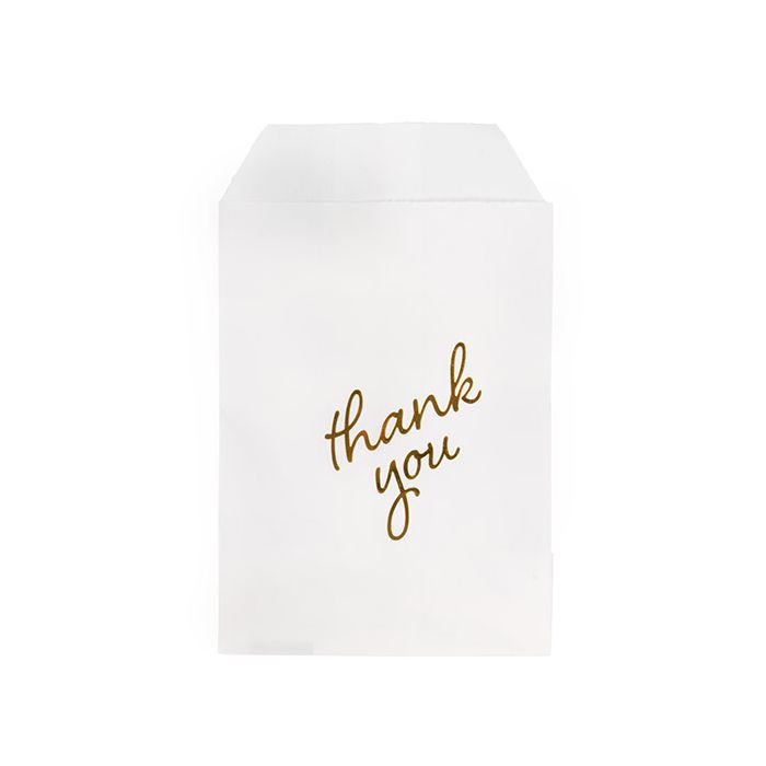 Paper Bags White with Gold Thank You 7,6x12,7 cm