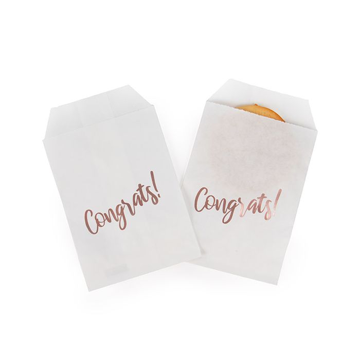 Sac Papier Blanc avec "Congrats" Rose Doré 7,6x12,7cm (100 pièces) [GPB35RC]