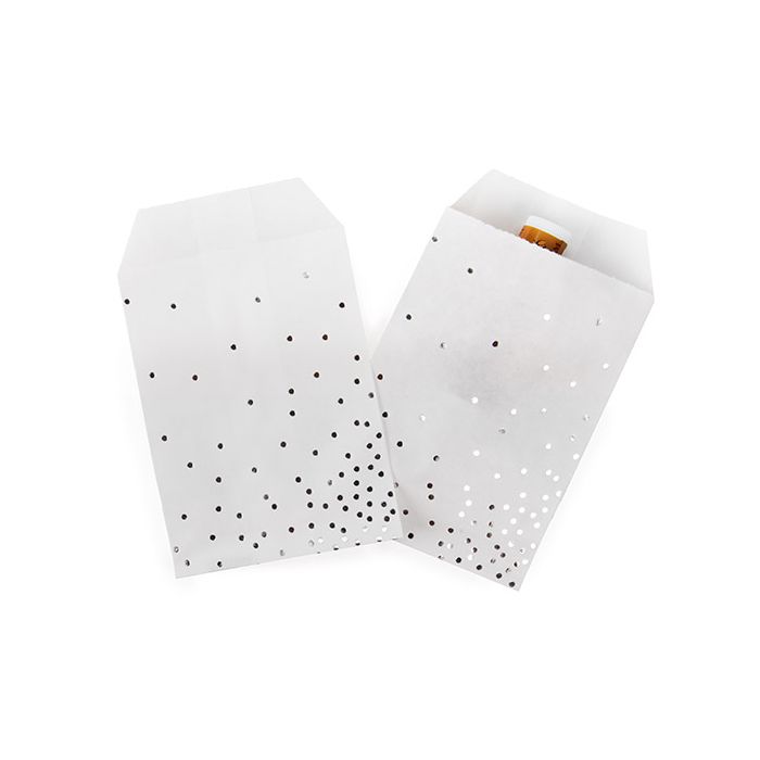Sac Papier Blanc avec Pois Argent 7,6x12,7cm (100 pièces) [GPB35SD]