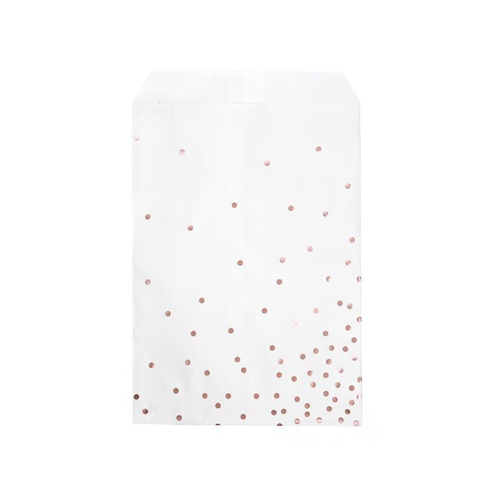 Paper Bags White with Rose Gold Dots 12,7x20,3 cm
