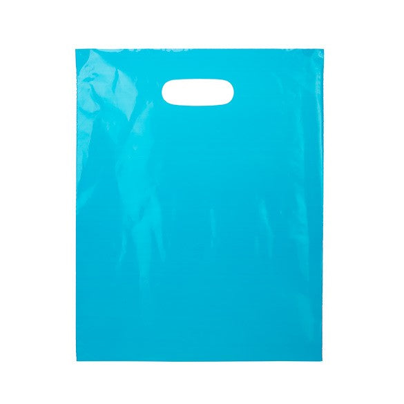 Sac à poignées bleu 60 Microns 30.5x38.1 cm PE-BD (100 Pièces) [H1215BL1]