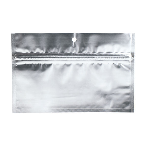 Sachet zip haute barrière avec trou de suspension argent métallisé 15.2x7cm (100 pièces) [HZBB2MS]