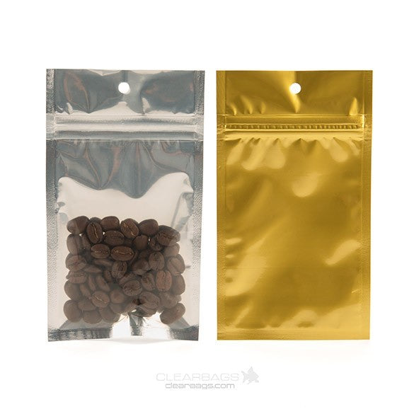 Gripzakken Transparant/Goud 7,5x11,5cm (100 stuks) [HZBB3CG]