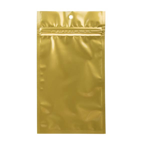 Sachet zip haute barrière avec trou de suspension or métallisé 10.2x16.5cm (100 pièces) [HZBB5MG]