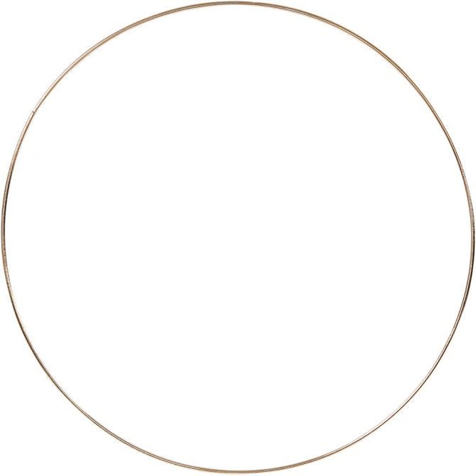 Metal Wire Ring, D: 30 cm, thickness 3 mm, gold, 1pc