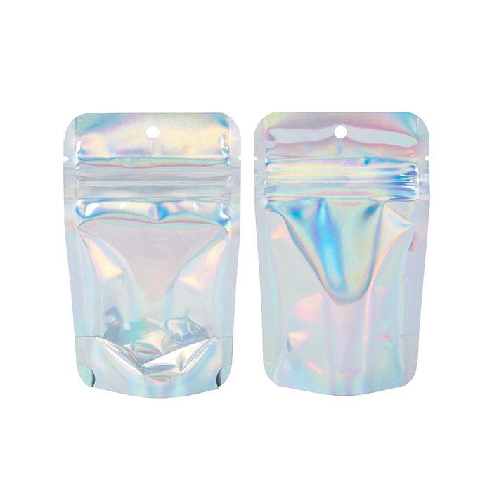 Stazakken Transparant/Iridescent/Holographic 7,9x5,1x13cm Met Ophanggat (25 Stuks) [ZBGH1C]