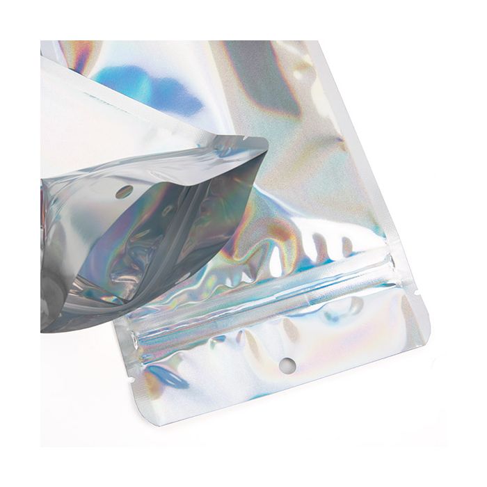 Doypack Holographic 10.8x6x23.8cm avec trou de suspension (25 pièces) [ZBGH1N]