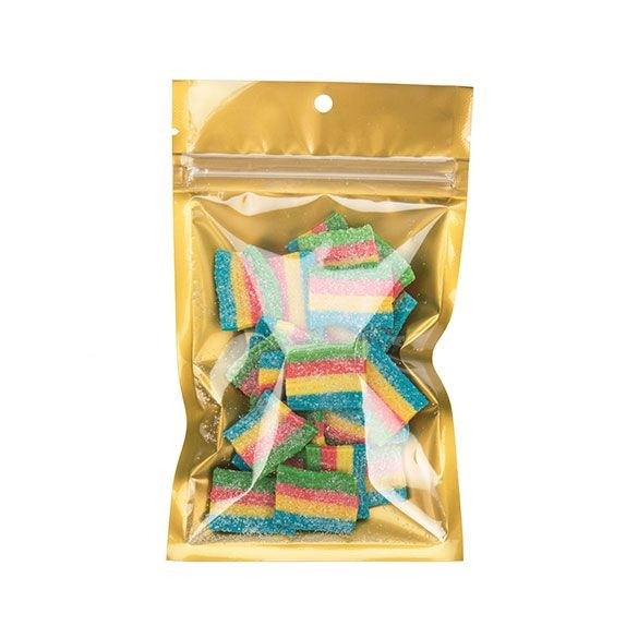 Sachet zip à trou de suspension transparent/or 9,2x12,7cm (100 pièces) [HZB4CG]