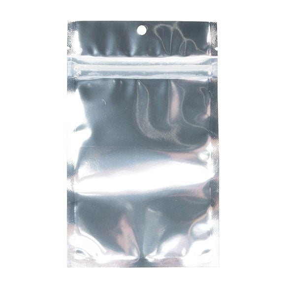 Sachet zip à trou de suspension transparent/argenté 9,2x12,7 cm (100 pièces) [HZB4S]
