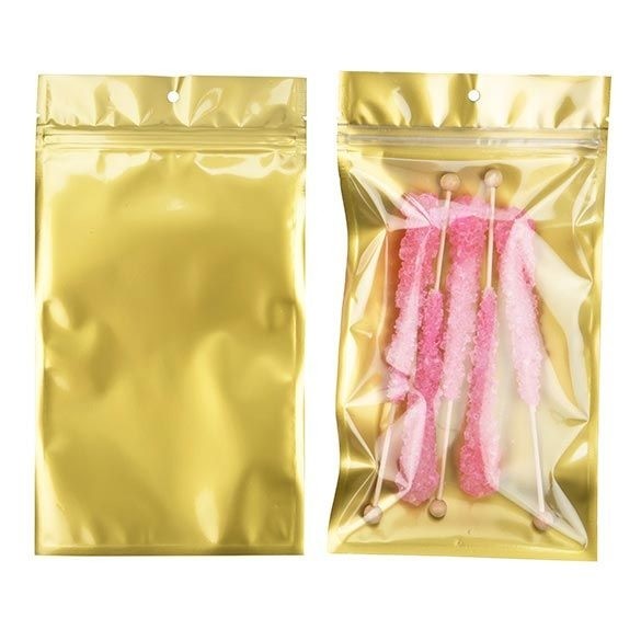 Sachet zip à trou de suspension transparent/or 12,7x20,8 cm (100 pièces) [HZB6CG]