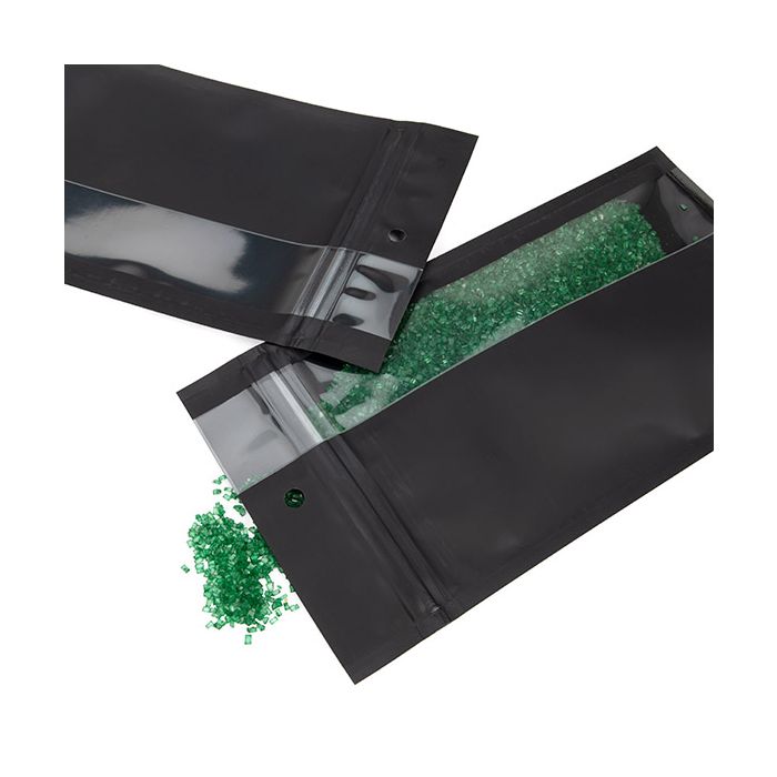 Sachet zip noir Mat Avec Fenêtre Verticale 10,2x16,5 cm (100 pièces) [HZBV5MB]
