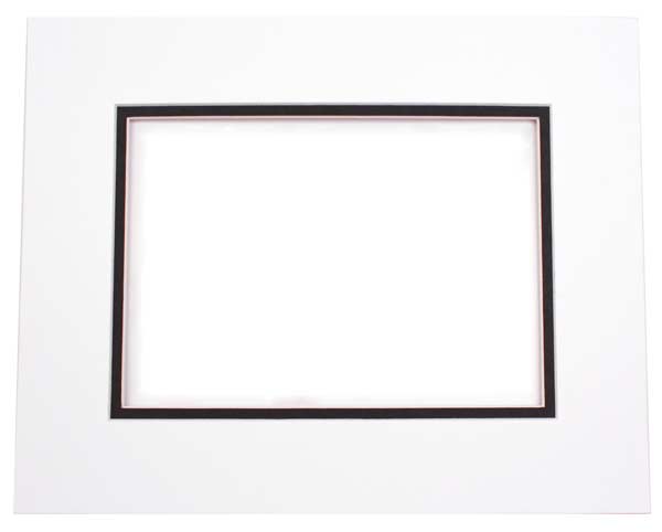 Mount Board Double thick White/Black 40.6x50.8cm with 27x34.6cm Window