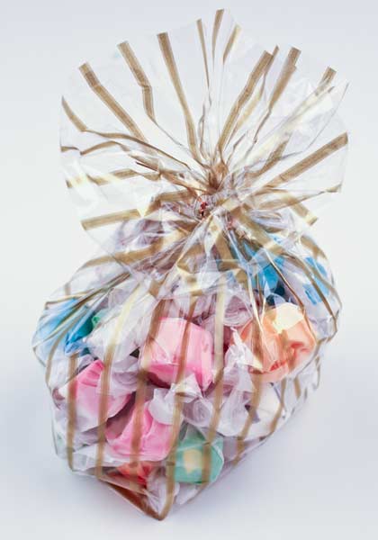 Printed Bags Stripes Gold 8.9x5.1x19.1cm with side gusset